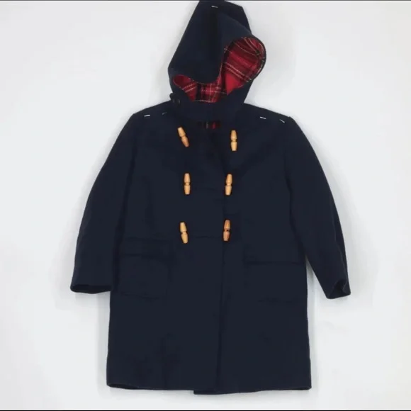 Vtg Unisex Boys Girls Hooded Duffle Coat Toggle Closure Made in England Sz 6/8